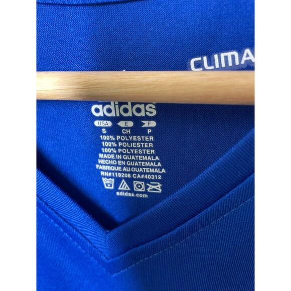 adidas Womens Short Sleeve Shirt Royal Blue Size Small Climalite V-neck Workout - Picture 3 of 5